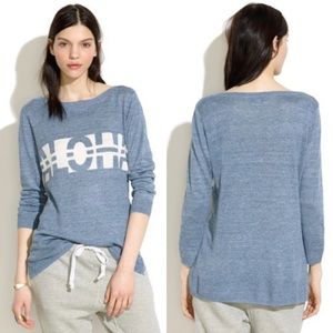 Madewell 100% Linen Aloha Long Sleeve Swing Sweater Blue Top Womens Size XS Boat